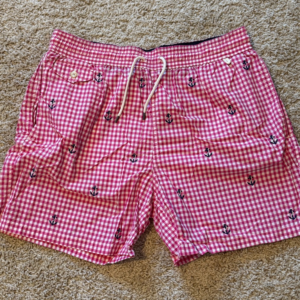 [Polo by Ralph Lauren] Pink Gingham Swim Trunks